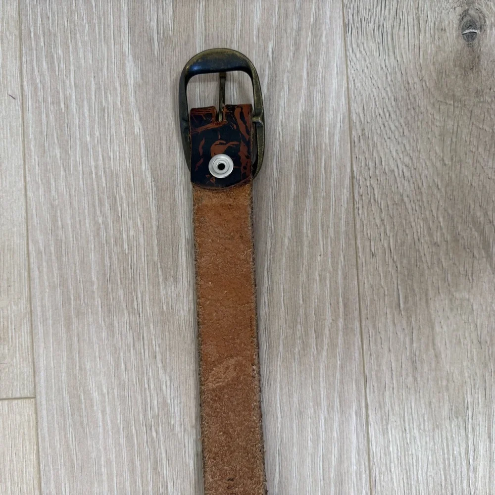 Vintage Made in USA Deer Forest Leather Belt